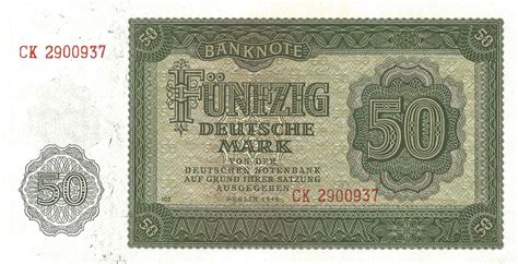 50 Deutsche Mark 1948 Ro 345 B Unc DDR Banknote Geldschein