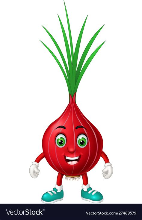 Funny red onion cartoon Royalty Free Vector Image