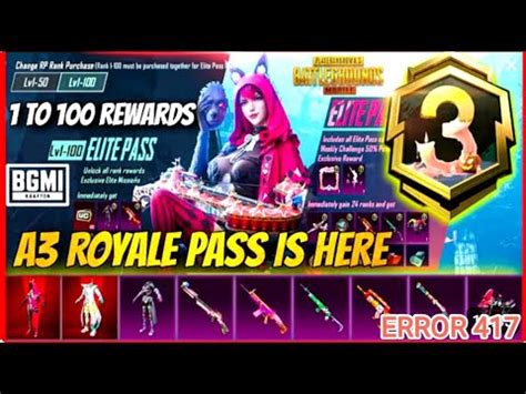 Bgmi Pubg A3 Royal Pass 1 To 100 Rp Rewards Bgmi Me A3 Rp Kb Ayega