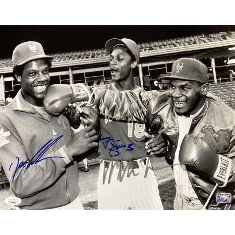 Mike Tyson Doc Gooden Darryl Strawberry Signed Mets X Photo Jsa