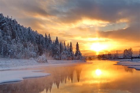 K Scenery Seasons Winter Sunrises And Sunsets Forests Rivers