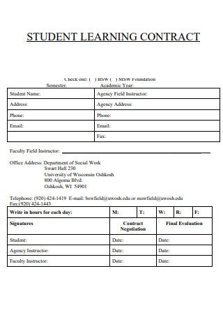 19 SAMPLE Student Learning Contract In PDF MS Word Google Docs