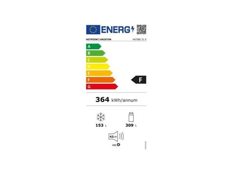 Hotpoint ha70bi31s réfrigérateur congélateur bas 462l 309 153 no