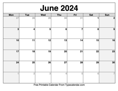 2024 Printable Calendar June Word Gwenni Beverley