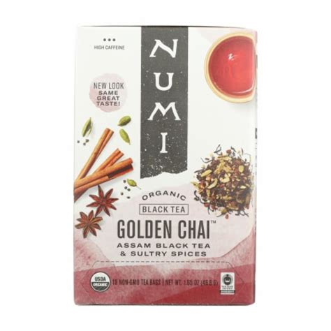 Numi Golden Chai Spiced Assam Black Tea 18 Tea Bags Case Of 6 6