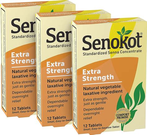 Senokot Extra Strength 12 Tablets Natural Vegetable Laxative For