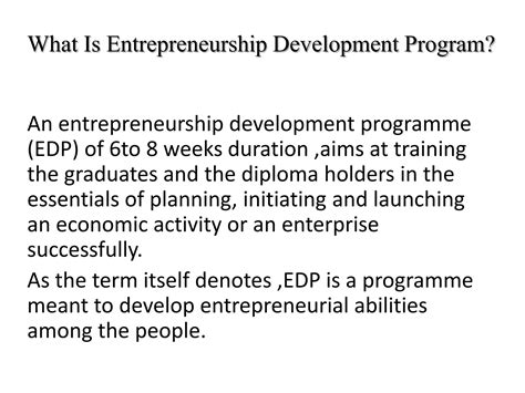 Entrepreneurship Development Programme Edp Ppt