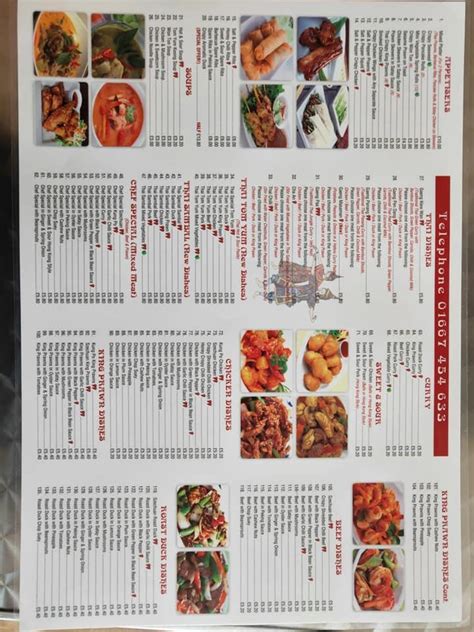 Menu at Thai Cottage fast food, Nairn