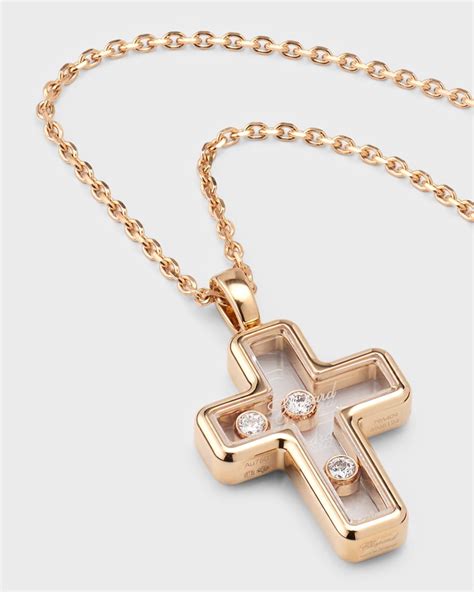 Chopard Happy Diamonds 18K Rose Gold Cross Pendant Necklace in 2024
