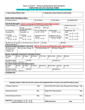 Fillable Online Pinalcountyaz Personnel Status Change Form Pdf