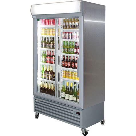 Sd Lfs Stainless Steel Double Door Sliding Beverage Cooler Direct