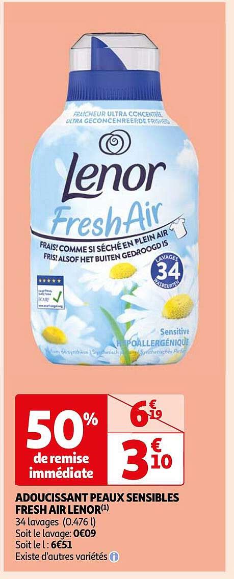 Promo Adoucissant Peaux Sensibles Fresh Air Lenor Chez Auchan