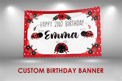 Ladybug Birthday Banner Ladybug Party Decor Custom Vinyl | Etsy