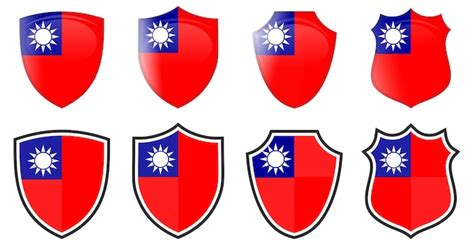 Premium Vector Vertical Taiwan Flag In Shield Shape Four D And