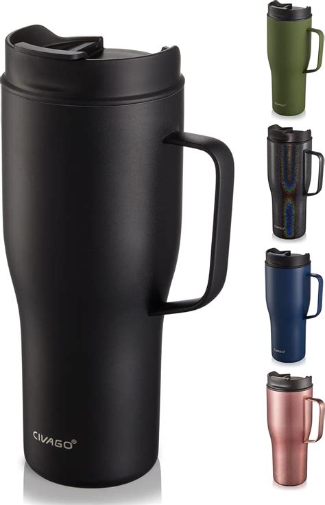 Civago Insulated Coffee Mug With Lid And Handle Stainless Steel Coffee