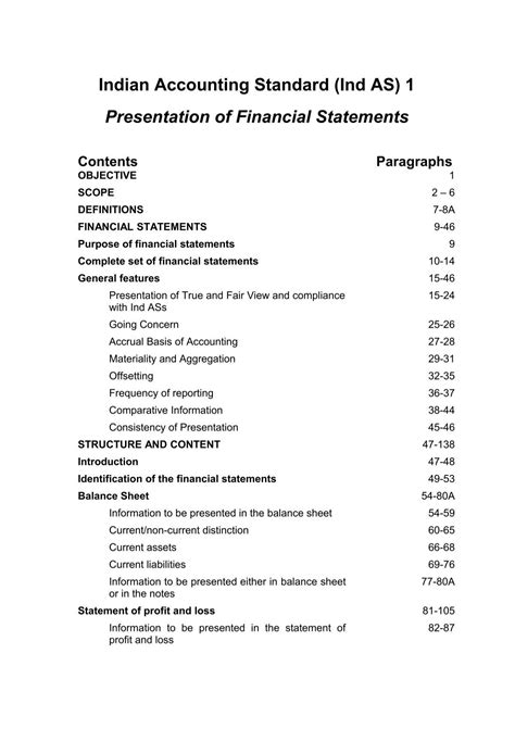 Indian Accounting Standards Ind As 1