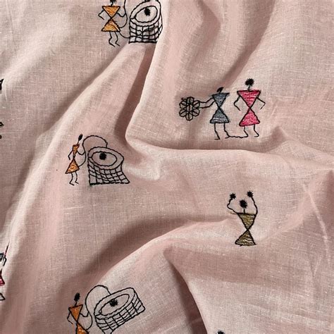 Pink Warli Thread Embroidery Cotton Fabric At Rs 38 42 Udyog Vihar