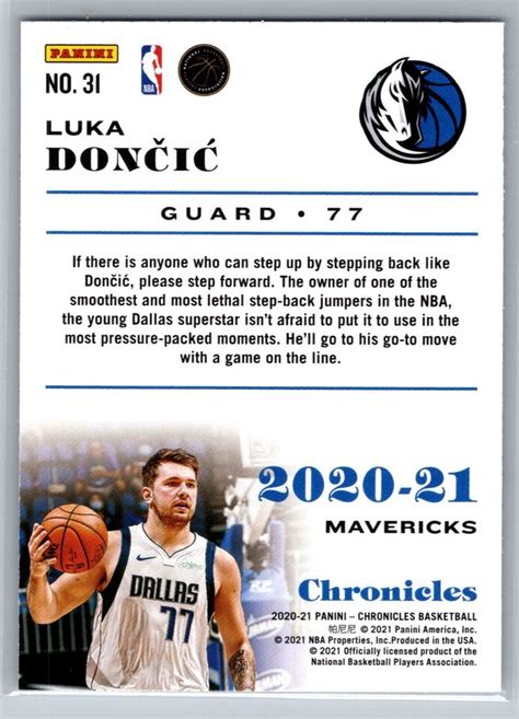 Panini Chronicles Basketball Luka Doncic Dallas Mavericks Ebay