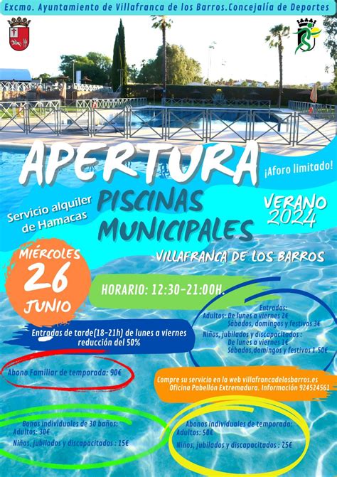 APERTURA PISCINA MUNICIPAL 26 JUNIO Villafranca De Los Barros