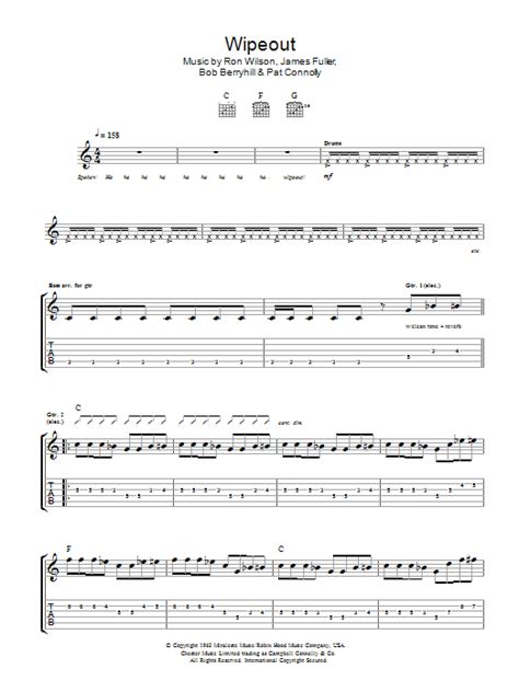 Wipe Out By The Surfaris Sheet Music For Guitar Tab At Sheet Music Direct