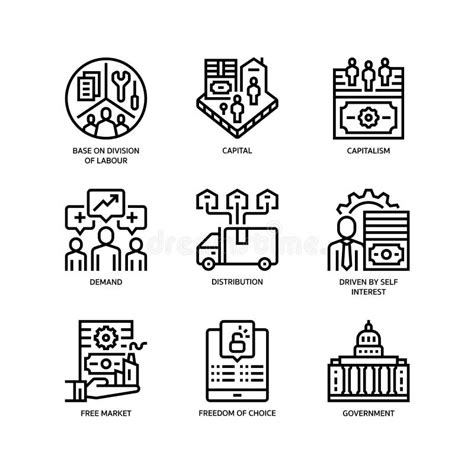 Economy Icons Set Page Stock Vector Illustration Of Growth 210807928