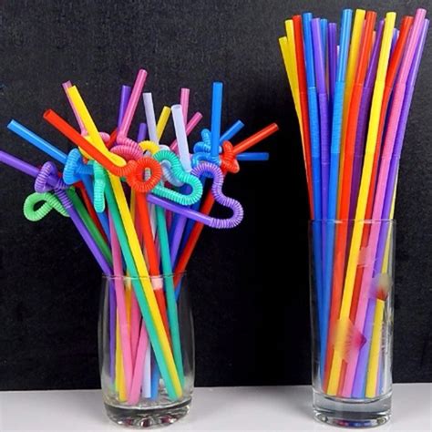 Pcs Colorful Rainbow Art Plastic Straw Cm Flexible Wedding Party