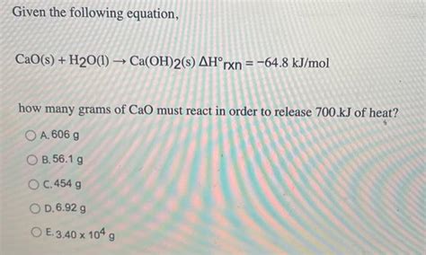 Solved What Quantity Of Heat In Kj Is Evolved When Chegg