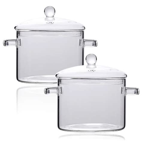 Eringogo Pcs Saucepan With Lid Ml Cooking Pot Clear Simmer