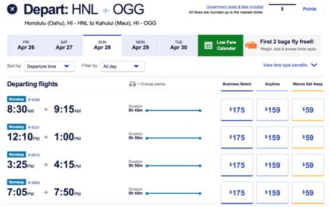 Southwest Airlines Hawaii Inter Island Service Points Miles Martinis