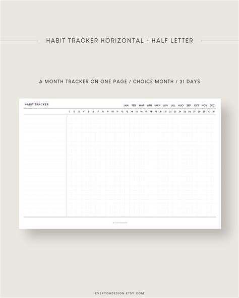 A Printable Habit Tracker With The Text Habit Tracker Horizontal Half