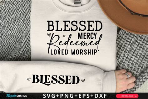 Blessed Mercy Redeemed Sleeve SVG, Christian SVG Design