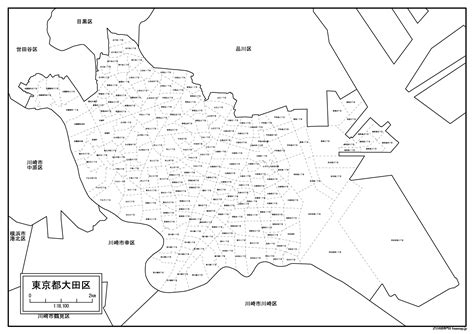 東京都大田区の白地図を無料ダウンロード 白地図専門店