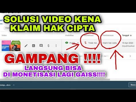 Cara Mengatasi Video Tidak Bisa Monetisasi Karena Klaim Hak Cipta Di