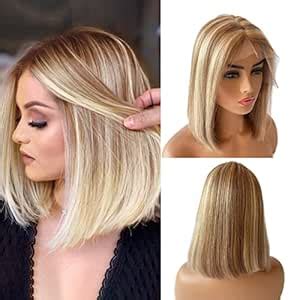 Amazon Highlight Bob Wigs For Women 150 Density Short Blonde