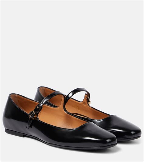 polished leather mary jane flats  black tods mytheresa