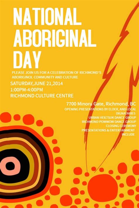 Yellow National Aboriginal Day Activities Poster Template Click To