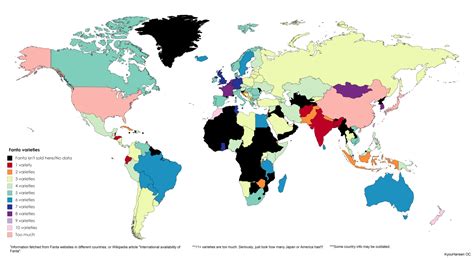 Fanta varieties (flavours) around the world. - Maps on the Web