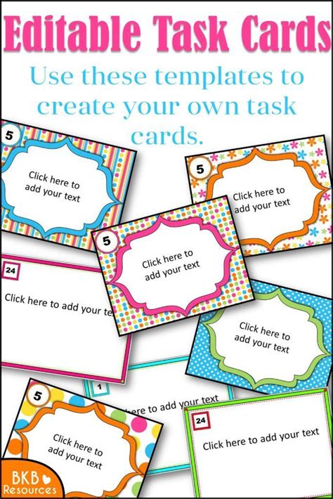 Editable Task Card Templates Math Task Cards Task Cards Name Tag