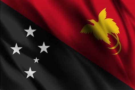 Efeito seda ondulando a bandeira da papua nova guiné Vetor Premium