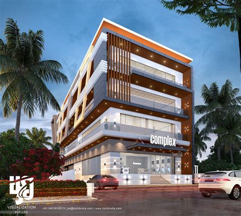 Attractive Commercial Architecture 3d Elevation Design Commercial