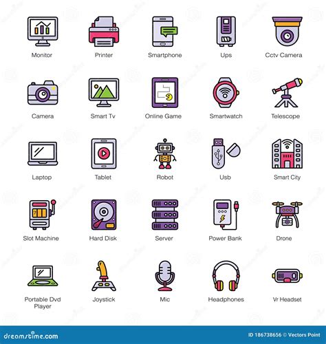 Technological Objects Flat Icons Stock Vector Illustration Of Vectors