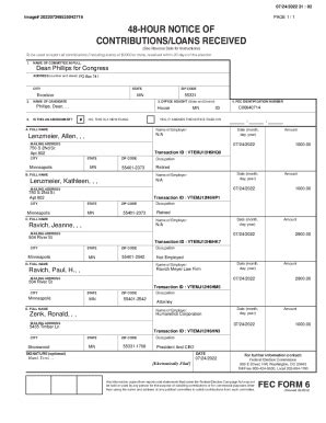 Fillable Online Docquery Fec Govpdf Hour Notice Of Contributions