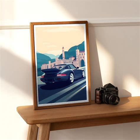 Porsche 911 In Italy Poster Car Art Wall Print Fathers Etsy