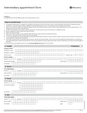 Fillable Online Financial Adviser Appointment Form Discovery Fax