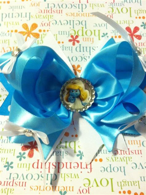 Smurfette Blue N White Bow 7 00 White Bow Bows Smurfette