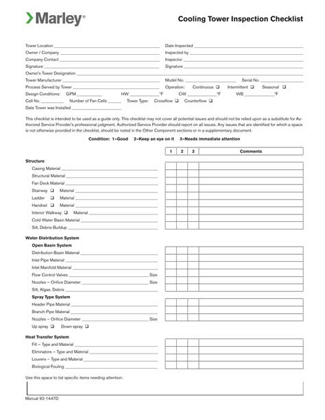 PDF Cooling Tower Inspection Checklistspxcooling Pdf M92 1447D