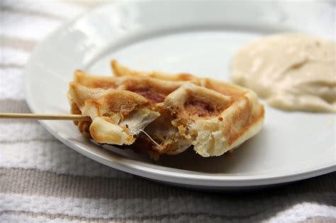 Crunchy Chicken Stuffed Waffle Pops Maple Dijon Dip Waffle Iron