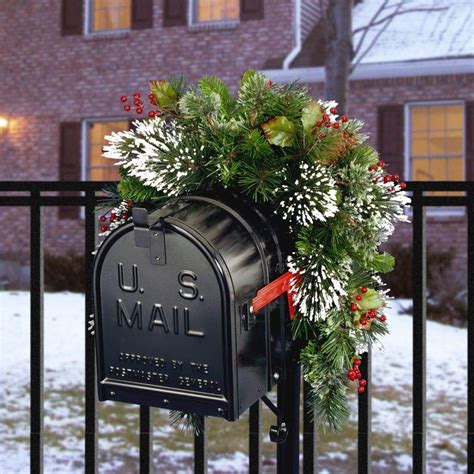 Pine Cones Berries And Snow Artificial Christmas Mailbox Swag