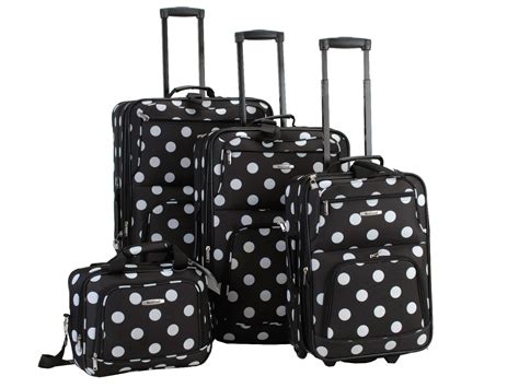 Rockland Fox Luggage 4pc Black Dots Luggage Set