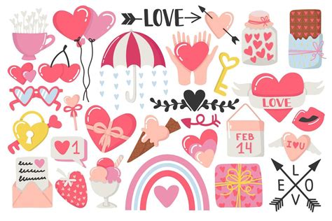 Cute valentine's day doodles set 18767745 Vector Art at Vecteezy